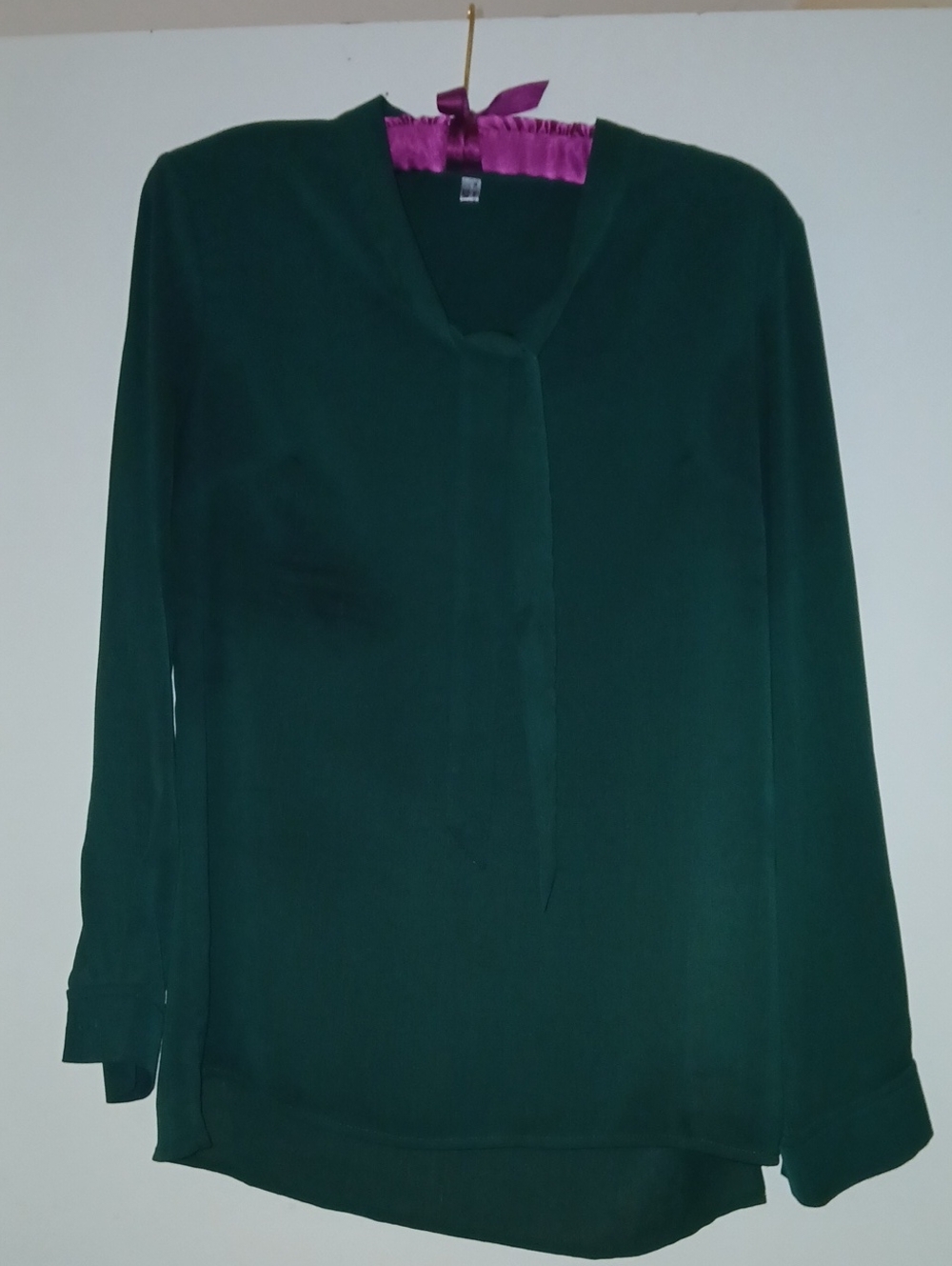 Acevog Forest Green Long Sleeve V-Neck Blouse